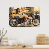 Hot Model KELSEY auf einem klassischen Kawasaki Z1 Poster (Küche)