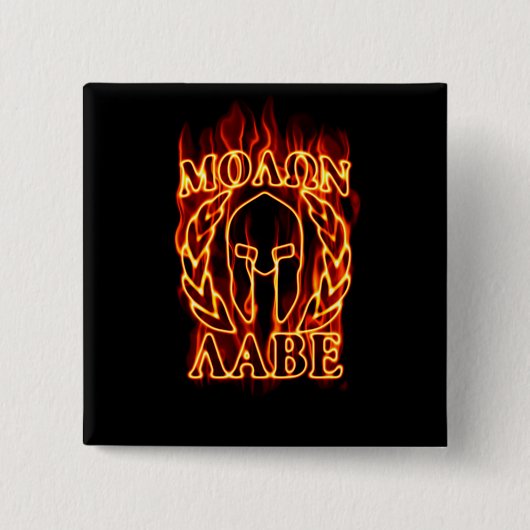 Hot Molon Labe Warrior Mask Laurels on Fire Button (Vorderseite)