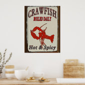 Hot N Spicy Boiled Crawfish Zeichen Poster (Küche)