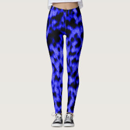 Hot Neon Blue Cheetah Rave Liebe Leggings