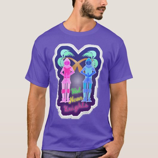 Hot Neon Knights Retro Vaporwave Cartoon Motto T-Shirt (Vorderseite)