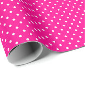 Hot Neon Pink and White Polka Dots Geschenkpapier (Rolleneckpunkt)