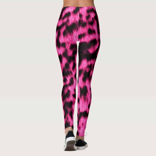 Hot Neon Pink Cheetah Rave Liebe Leggings (Rückseite)