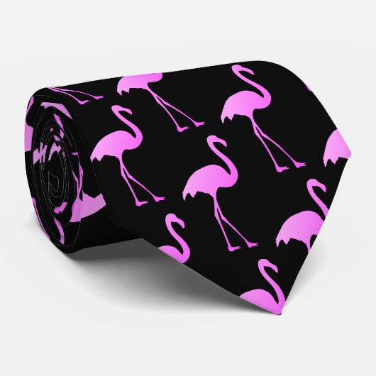 Hot Neon Rosa Flamingo Vogel Exotic Tier Druck Krawatte (Gerollt)