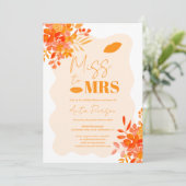 Hot orange Wavy Rahmen boho blumengeschmücktes Bra Einladung (Stehend Vorderseite)