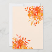 Hot orange Wavy Rahmen boho blumengeschmücktes Bra Einladung (Rückseite)