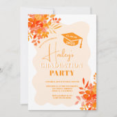 Hot orange Wavy Rahmen boho Blumenrahmen Abschluss Einladung (Vorderseite)