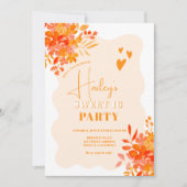 Hot orange Wavy Rahmen boho blumensüß 16 Einladung (Vorderseite)