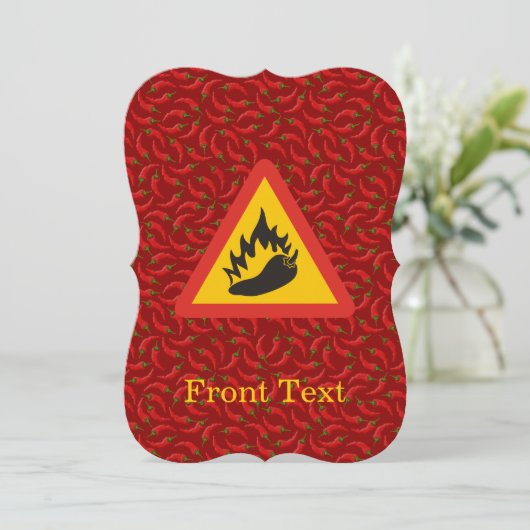 Hot Pepper Danger Sign Einladung (Stehend Vorderseite)