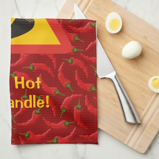 Hot Pepper Danger Sign Geschirrtuch (Viertel Falte)