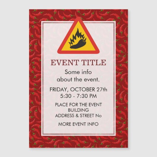 Hot Pepper Danger Sign Magnetkarte (Vorderseite)