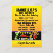 Hot-Pepper mexikanisches Restaurant Spaß Visitenkarte (Rückseite)