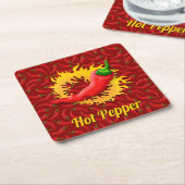 Hot Pepper mit Flammpapier-Untersetzer Rechteckiger Pappuntersetzer (angewinkelt)