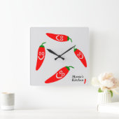 Hot Pepper - Personalisierte Küche Quadratische Wanduhr (Zuhause)