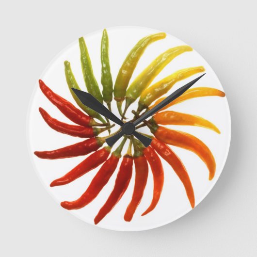 Hot Pepper Rainbow Runde Wanduhr (Vorderseite)