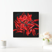 Hot Pepper - Stillleben Quadratische Wanduhr (Zuhause)