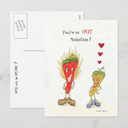 Hot Pepper Valentine Feiertagspostkarte (Vorne/Hinten)
