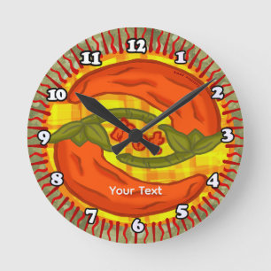 Hot Pepper Yin Yang Runde Wanduhr