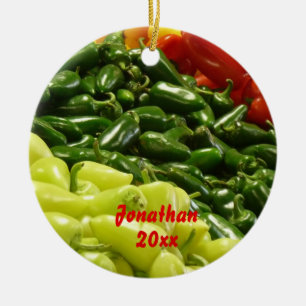 Hot Peppers Christmas Holiday Ornament