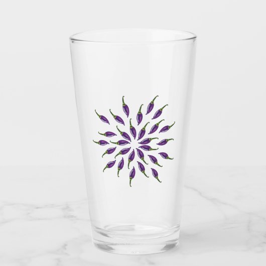 Hot Peppers Purple Mandala Art Glas (Vorderseite)
