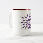 Hot Peppers Purple Mandala Zweifarbige Tasse (Vorderseite Links)