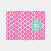 Hot Pink2 mit marokkanischem #5 Türkis 3 Init Mono Fleecedecke (Vorderseite (Horizontal))