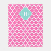 Hot Pink2 mit marokkanischem #5 Türkis 3 Init Mono Fleecedecke (Vorderseite)