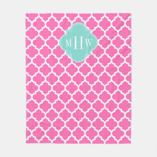 Hot Pink2 mit marokkanischem #5 Türkis 3 Init Mono Fleecedecke