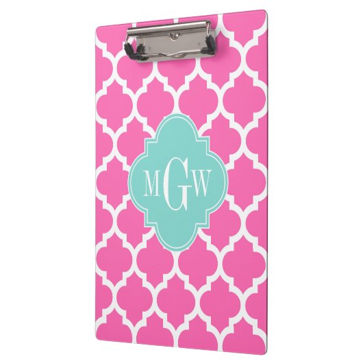 Hot Pink2 mit marokkanischem #5 Türkis 3 Init Mono Klemmbrett (Links)