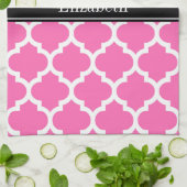 Hot Pink2 Welch marokkanische #5 Black Name Monogr Geschirrtuch (Gefaltet)