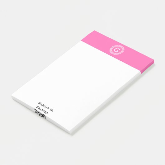 Hot Pink2 Welches erste Monogramm für den griechis Post-it Klebezettel (angewinkelt)