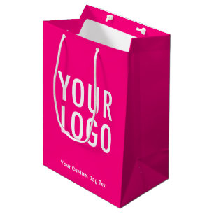 Hot Pink 10 Zoll Geschenktasche mit benutzerdefini Mittlere Geschenktüte
