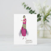 Hot Pink 1920er Flapper Dress Art Deco Postkarte (Stehend Vorderseite)