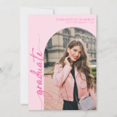 Hot Pink 2025 Abschluss Einladung mit Foto (Vorderseite)