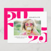 Hot Pink 2025 Fett Typografie Foto Abschluss (Vorne/Hinten)