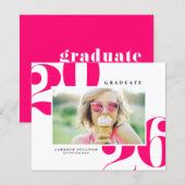 Hot Pink 2025 Fett Typografie Foto Abschluss (Vorne/Hinten)