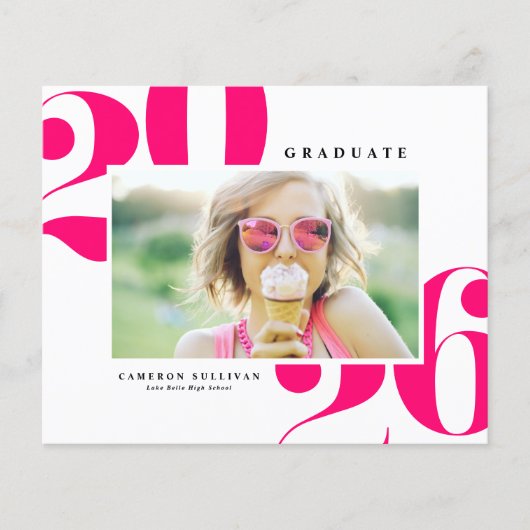 Hot Pink 2025 Fett Typografie Foto Abschluss (Vorderseite)