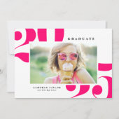 Hot Pink 2025 Fett Typografie Foto Abschluss Einladung (Vorderseite)