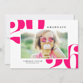 Hot Pink 2025 Fett Typografie Foto Abschluss Einladung