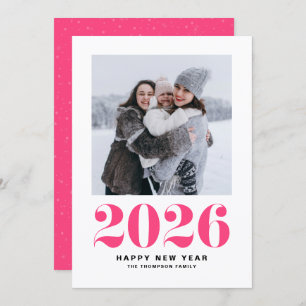 Hot Pink 2025 Fett Typografie Neues Jahr Foto Feiertagskarte