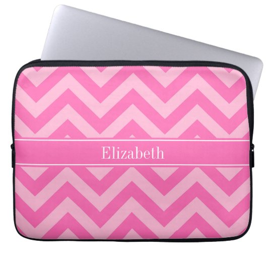 Hot Pink #2 Cotton Candy LG Zickzack Name Monogram Laptopschutzhülle (Vorderseite)