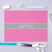 Hot Pink #2, Dark Gray Ribbon Name Monogram Seidenpapier (Handwerk)
