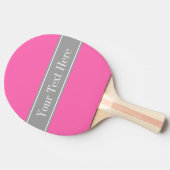 Hot Pink #2, Dark Gray Ribbon Name Monogram Tischtennis Schläger (Seitenansicht)