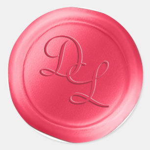 Hot Pink 2 Letter Monogram Wax Siegel Stickers
