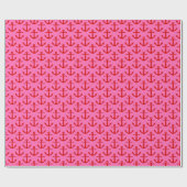 Hot Pink #2, Red Anchors Pattern Geschenkpapier (Flach)