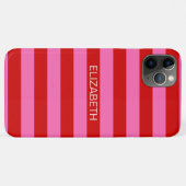 Hot Pink #2, Red Horiz Preppy Strip Name Monogram Case-Mate iPhone Hülle (Rückseite (Horizontal))