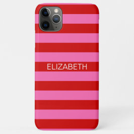 Hot Pink #2, Red Horiz Preppy Strip Name Monogram Case-Mate iPhone Hülle