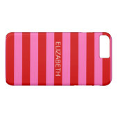 Hot Pink #2, Red Horiz Preppy Strip Name Monogram Case-Mate iPhone Hülle (Rückseite (Horizontal))