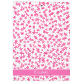 Hot Pink 2 Stars Weiße BG, Hot-Pink-Name Monogramm Klemmbrett (Rückseite)