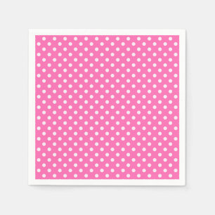 Hot Pink #2 und White Polka Dots Muster Serviette